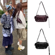 Deinet Pocket Bag Retro Rivet Motorcycle Bag Large Capacity One Shoulder Crossbody Bag Underarm Bag