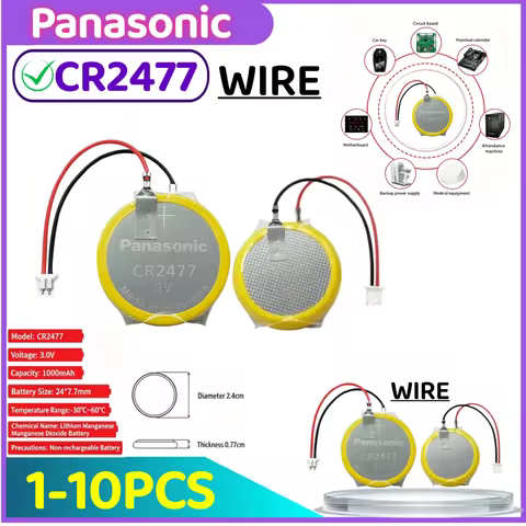 2-10PCS Panasonic CR2477 battery CR 2477 lithium 3V instrument meter imported digital tire pressure 