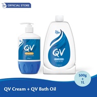[Bundle of 2] EGO QV Cream Pump Bottle 500g+ QV Bath Oil 1L
