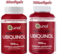 Qunol Mega Ubiquinol CoQ10 100mg, 60/100ct Softgels