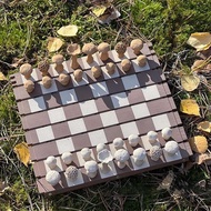 EE  Forest Chess Set Wooden Chess Board Mushroom Chess Pieces Nature-Themed Chess Creative And Porta