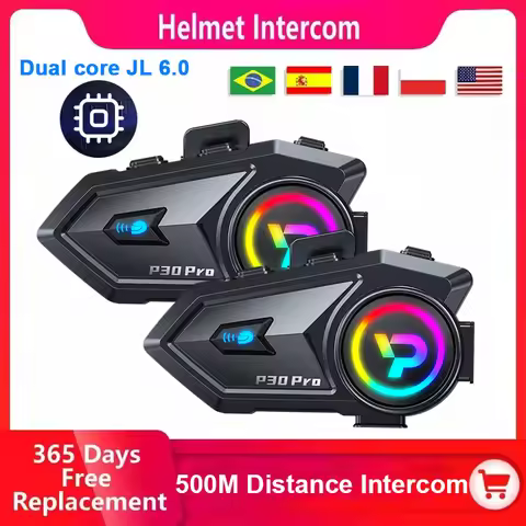 1/2pcs P30 Pro Motorcycle Helmet Bluetooth Intercom Distance 500M Voice Assistant Mixing Music Shari