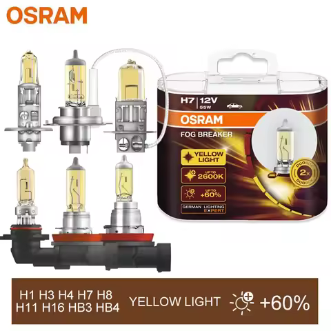 OSRAM H1 H3 H4 H7 HB3 9005 HB4 9006 Fog Breaker H8 H11 H16 12V 55W 2600K Yellow FBR Halogen Original