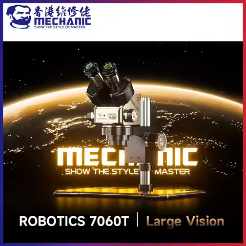 MECHANIC ROBOTICS 7060T Trinocular Stereo Industrial Microscope 7-60X Continuous Zoom WF10X25 Eyepie