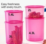 ready stock - 4pcs/set tupperware One touch container in pink (4)