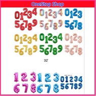 ❤32 inchi 0-9 GOLD SILVER BLUE huruf number 32 ' BALLON FOIL HELIUM SUPPORT