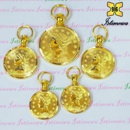 ISTIMEWA 916 Hibiscua Flower &amp; Coin Pendant Loket Bunga Raya &amp; Coin Emas 916