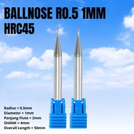 Ballnose Diameter 1mm HRC45 Carbide 2F R0.5 D1 Ball mill 1 mm
