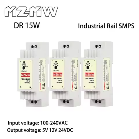 DR DIN Rail Switching Power Supply Series 15W AC To DC 100-240VAC 5V 12V 24VDC LED Strip Industrial 