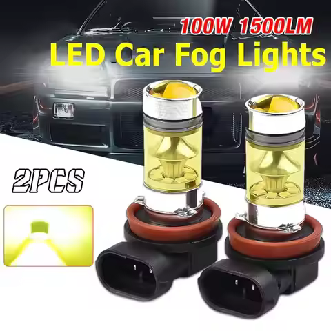 ●2x H11 H8 Super Bright LED Bulbs 4300K Yellow 100W 1500LM DRL Fog Light 20-SMD