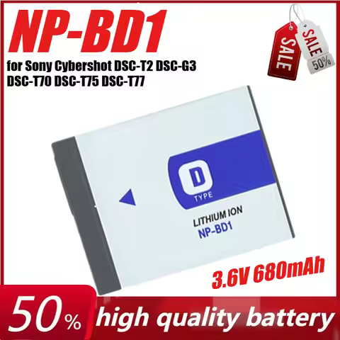 3.6V 680mAh NP-BD1 NPBD1 Battery for Sony Cybershot DSC-T2 DSC-G3 DSC-T70 DSC-T75 DSC-T77 DSC-T200 D