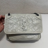 YSL/聖羅蘭  白色Niki小號鏈條包，新款D扣
