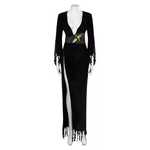 Elvira dress Cosplay Costume Halloween Full Sets Uniform Women Men Clothing