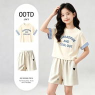 Girls Suits Wardrobe All-Match Single Product Summer Leisure Activities Leisure Suits Medium Large C