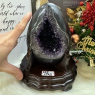 Antique Agate Edge Top Uruguay Dinosaur Egg Amethyst Cave ESPa+1.7kg ️ Keeping Money Necking Hole With Deep Absorption Gold Recruiting Square Wealth Symbiosis Two-Color Condensing