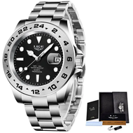 Lige นาฬิกา2024ผู้ชายสายสแตนเลสนาฬิกาบอกวันที่นาฬิกาผู้ชายธุรกิจนาฬิกาข้อมือชายหรูหรากันน้ำสำหรับผู้ชาย