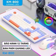 Computer Keyboard Mouse Set KM800 Extremely Beautiful 7-Color Led, Smooth Typing, Waterproof for Gam
