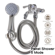 (KIM) ESCA Shower Package, Shower Faucet Hose Bracket Combo 5 Mode Shower Bathtub E505