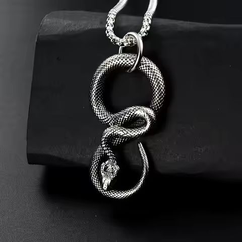 A simple 8-character snake alloy pendant necklace chain length 60cm style retro unique can be sent t