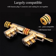 4 Piece 45 Degree Angled Banana Connectors for AV Receiver,Amplifier Speaker Gold