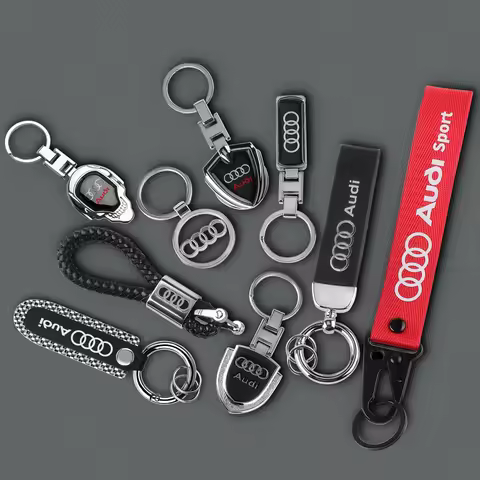Metal Alloy/Leather Car Keychain Key Chain Rings Accessories For Audi A3 A4 B8 8P B9 8V B6 A5 B7 A1 