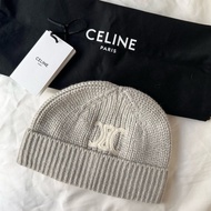 Celine 100% cashmere 淺灰款毛帽