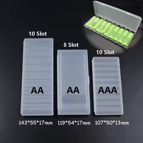 8/10 Slot Transparent Plastic Battery Storage Box for 18650/AAA/AA Hard Battery Container Holder Cas