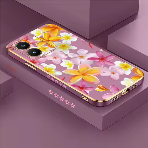 Vivo S18 Fashion Flower Print Phone Case For Vivo S17 Pro S12 S10E S1 Pro S16E S15E Shockproof Plati