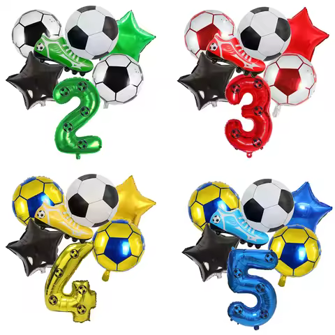 6pcs Soccer Balloon Kit with Sticker Football Birthday Decors for Boy Soccer Theme Party Supplies So