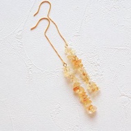 黃水晶耳環耳線 天然石手工耳環 水晶鍍金耳環 輕寶石耳環