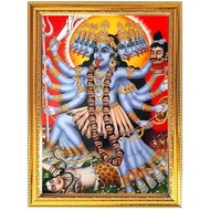 Mata Kali Religious Photo Puja Room Temple Wall Hanging Gift Home Decor With Golden Frame For Worshi