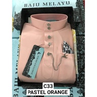 BAJU MELAYU Pastel Orange MAGNIFICENT 4.0 ELRAH EXCLUSIVE 2022 Slim Fit