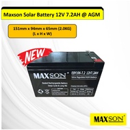 MAXSON Solar Battery 12V 7.2AH @ AGM New (HANYA UNTUK SEMENANJUNG MALAYSIA)