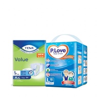 Tena Value Tape Adult Diapers L  + P.Love Standard Adult Diapers Tape L