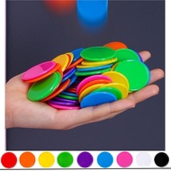 kit 50 colored chips for educational games and activities, plastic without value, 37 MM