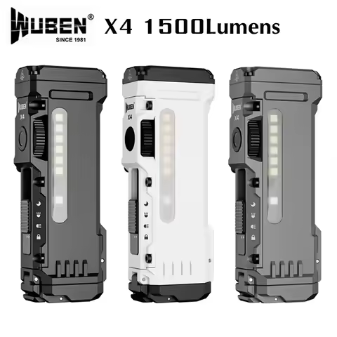 WUBEN X4 EDC Flashlight 1500Lumens Rechargeable Waterproof Portable Multi Functional RGB Torch For C