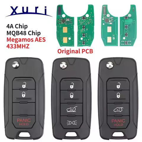 RX2RKEL9 2ADFTFI5AM433TX Flip Car Remote Key Fob 4A / MQB48 Chip for Jeep Renegade Fiat 500X 2016 - 