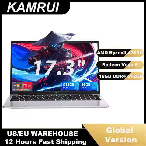 KAMRUI AX17PRO Laptop 17.3Inch AMD Ryzen3 4300U up to 3.7GHz 16GB DDR4 512GB M.2 SSD 62.7Wh Battery 