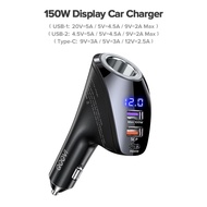 QOOVI 150W Car Charger Type C PD 30W + 100W Quick Charge QC 4.0 + 22.5W Supercharge Scp + Lighter So
