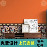 Moroccan Ethnic Style Wallpaper Retro 3d Tile Decoration B & B Hotel Living Room Bedroom TV Backgrou