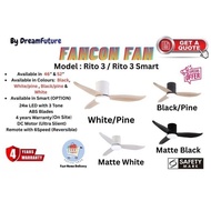 CHEAPEST INSTALLATION Fanco Fan Rito 3 (SMART Optional)DC Celling Fan w 24w light 3tone