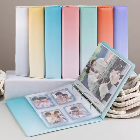A5 Gradient Color D-Ring 3-Ring Binder Photo Album Pages-Expandable 100 PP Pages Multi-Pocket Organi