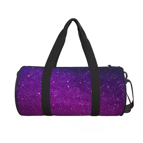 Gym Bag Glitter Ombre Print Sports Bag Gym Accessories Magical Purple Men's Oxford Printed Handbag C