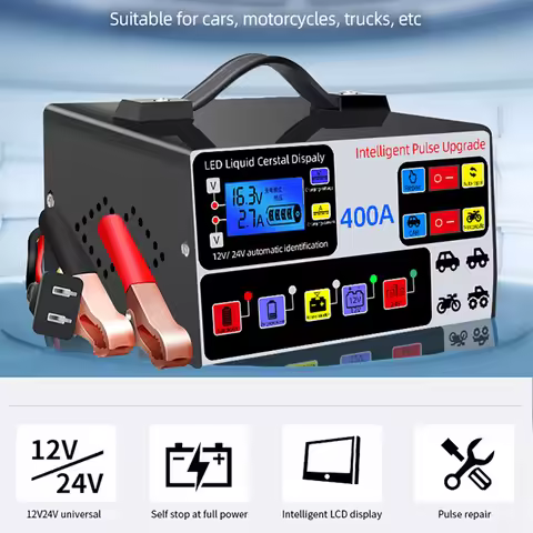 400A Car Battery Charger Five-Stage Battery High Power Fast Charger Intelligent Pulse Repair Charger