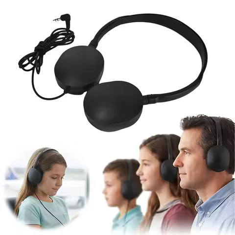 Wired Studio Headphones 50mm Drivers Noise-Isolating Ear Cushions 3.5mm Jack for Libraries/Museums/L