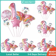 GeeParty 7 Pcs/Set Butterfly Balloon Theme Number Balloon Set for Girls Birthday Party Decorations S