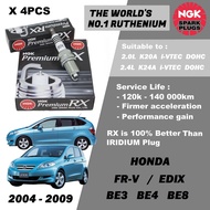 NGK Premium RX Spark Plug - Honda Edix BE3 BE4 BE8 2.0L K20A 2.4L K24A i-VTEC DOHC 16V ( Year 2004 -