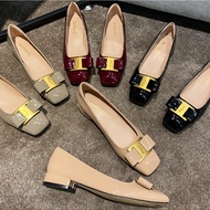 FD3 Heels for Women Patent Leather Squared toe Casual Shoes 3 CM Chunky Heels 2023 Summer Work Shoes