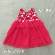 [Clearance] Red Soft Saree Cute Girls Kids Baby One-piece Dress 红色柔软纱裙可爱女童连身裙