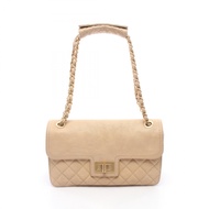 【二手】香奈兒 (Chanel) 2.55 絎縫米色魚子醬紋小牛皮（粒面小牛皮）單肩背包 2.55 絎縫鏈條肩背包 女士二手 B